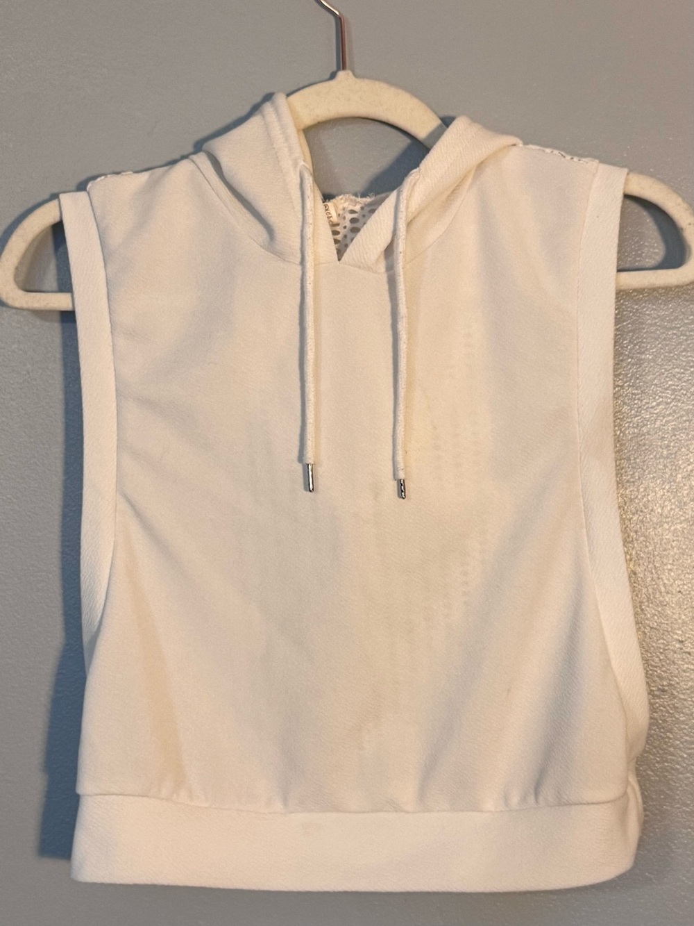 Women’s Athletic Sleeveless Hoodie Tank - White